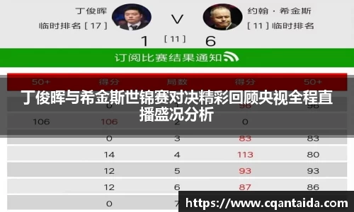 333体育丁俊晖与希金斯世锦赛对决精彩回顾央视全程直播盛况分析